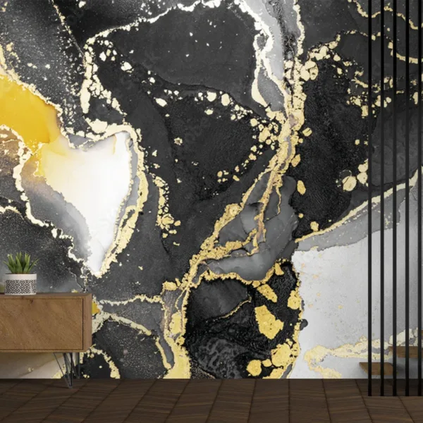 Golden Black Marble Wallpaper - Luxury Wall Murals - Home Decor & Interior Mural Trends - Modern Art - Peel & Stick - Summer Decor Golden Black Marble Wallpaper - Luxury Wall Murals - Home Decor & Interior Mural Trends - Modern Art - Peel & Stick - Summer Decor