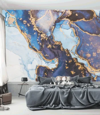 Blue &Amp; Gold Marble Wallpaper - Classic &Amp; Elegant Mural - Timeless Luxury - Inviting Home Decor - Modern Art - Summer Decor Blue & Gold Marble Wallpaper - Classic & Elegant Mural - Timeless Luxury - Inviting Home Decor - Modern Art - Summer Decor