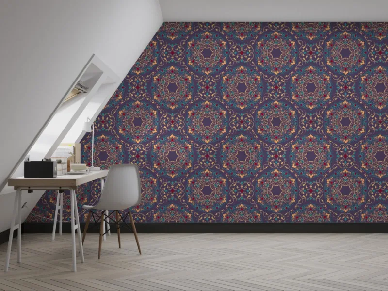 Enchanted Garden Wallpaper - Bohemian Floral Mandala Wall Mural - Jewel Tone Colors - Purple, Emerald &Amp;Amp; Sapphire - Living, Bedroom &Amp;Amp; Dining Room Enchanted Garden Wallpaper - Bohemian Floral Mandala Wall Mural - Jewel Tone Colors - Purple, Emerald & Sapphire - Living, Bedroom & Dining Room