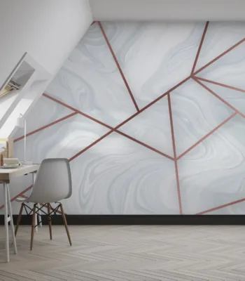 Geometric Marble Wallpaper - 3D Modern &Amp; Stylish Wall Mural - Grey &Amp; White With Copper Accents - Home Office, Living Room &Amp; Bedroom Decor Geometric Marble Wallpaper - 3D Modern & Stylish Wall Mural - Grey & White with Copper Accents - Home Office, Living Room & Bedroom Decor