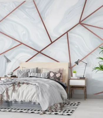 Geometric Marble Wallpaper - 3D Modern &Amp; Stylish Wall Mural - Grey &Amp; White With Copper Accents - Home Office, Living Room &Amp; Bedroom Decor Geometric Marble Wallpaper - 3D Modern & Stylish Wall Mural - Grey & White with Copper Accents - Home Office, Living Room & Bedroom Decor