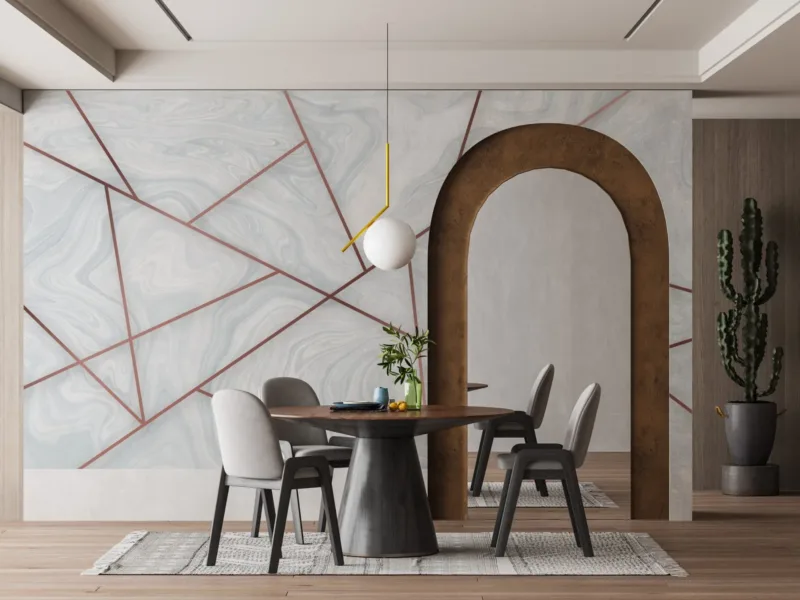 Geometric Marble Wallpaper - 3D Modern &Amp; Stylish Wall Mural - Grey &Amp; White With Copper Accents - Home Office, Living Room &Amp; Bedroom Decor Geometric Marble Wallpaper - 3D Modern & Stylish Wall Mural - Grey & White with Copper Accents - Home Office, Living Room & Bedroom Decor