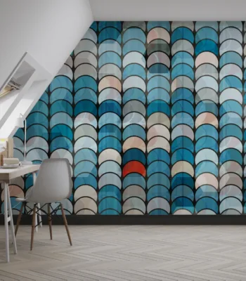Blue &Amp; White Geometric Wallpaper - Modern Wall Mural - Urban &Amp; Contemporary Style - Home Office Decor - Stylish &Amp; Trendy Mural Blue & White Geometric Wallpaper - Modern Wall Mural - Urban & Contemporary Style - Home Office Decor - Stylish & Trendy Mural