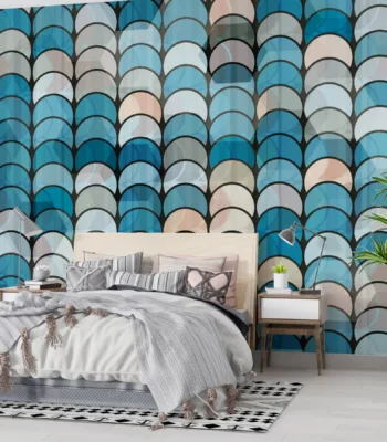Blue &Amp; White Geometric Wallpaper - Modern Wall Mural - Urban &Amp; Contemporary Style - Home Office Decor - Stylish &Amp; Trendy Mural Blue & White Geometric Wallpaper - Modern Wall Mural - Urban & Contemporary Style - Home Office Decor - Stylish & Trendy Mural