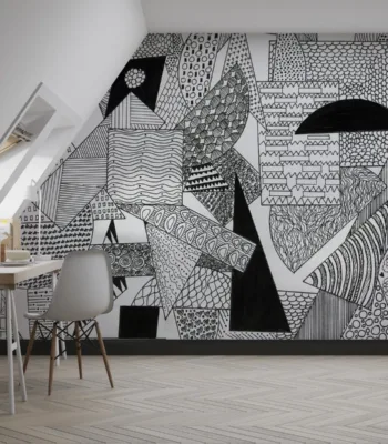 Hand-Drawn Doodle Wallpaper - Black &Amp; White Wall Mural - Whimsical &Amp; Versatile Mural - Living Room, Bedroom &Amp; Kids Room Decor Hand-Drawn Doodle Wallpaper - Black & White Wall Mural - Whimsical & Versatile Mural - Living Room, Bedroom & Kids Room Decor