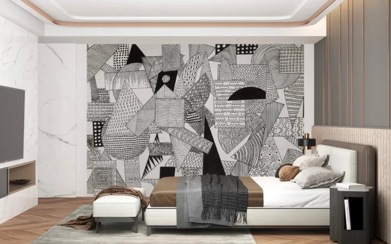 Hand-Drawn Doodle Wallpaper - Black &Amp; White Wall Mural - Whimsical &Amp; Versatile Mural - Living Room, Bedroom &Amp; Kids Room Decor Hand-Drawn Doodle Wallpaper - Black & White Wall Mural - Whimsical & Versatile Mural - Living Room, Bedroom & Kids Room Decor