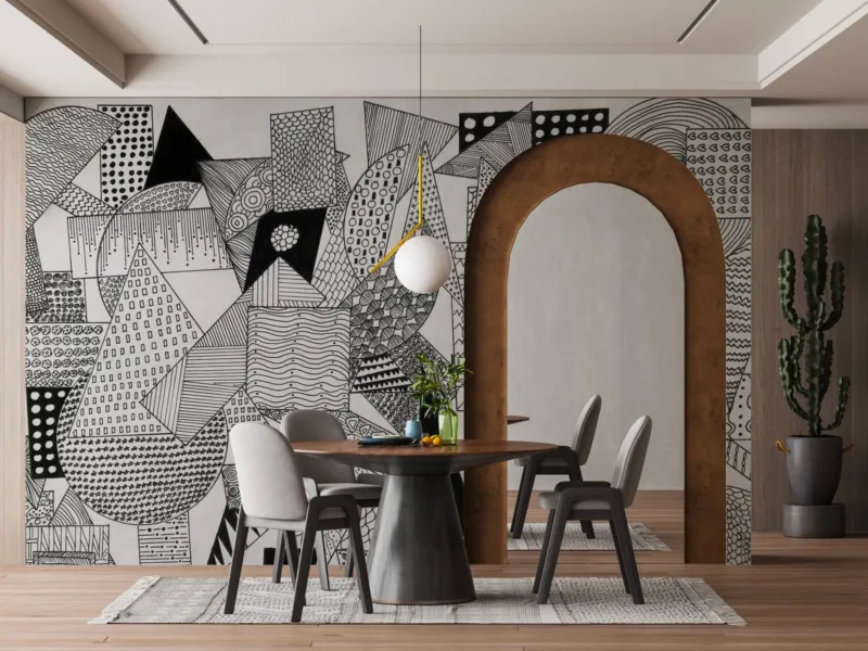 Hand-Drawn Doodle Wallpaper - Black &Amp; White Wall Mural - Whimsical &Amp; Versatile Mural - Living Room, Bedroom &Amp; Kids Room Decor Hand-Drawn Doodle Wallpaper - Black & White Wall Mural - Whimsical & Versatile Mural - Living Room, Bedroom & Kids Room Decor