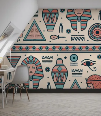 Egyptian Hieroglyphics Wallpaper - Ancient Egypt Wall Mural - Beige &Amp; Blue Colors - Historical &Amp; Educational Mural - Living Room &Amp; Bedroom Decor Egyptian Hieroglyphics Wallpaper - Ancient Egypt Wall Mural - Beige & Blue Colors - Historical & Educational Mural - Living Room & Bedroom Decor