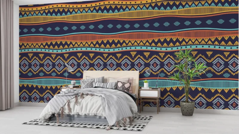 Bohemian Accent Wall Wallpaper - 3D Effect Wall Mural - Eclectic & Maximalist Decor - Living Room & Bedroom