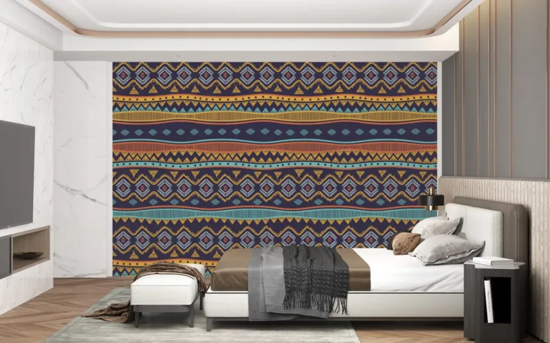 Bohemian Accent Wall Wallpaper - 3D Effect Wall Mural - Eclectic & Maximalist Decor - Living Room & Bedroom