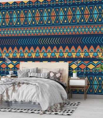 Tribal Ethnic African Geometric Wallpaper - Colorful Wall Mural - Botanical - Living Room &Amp; Bedroom Decor - Cultural Mural Tribal Ethnic African Geometric Wallpaper - Colorful Wall Mural - Botanical - Living Room & Bedroom Decor - Cultural Mural