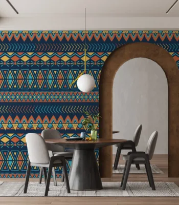 Tribal Ethnic African Geometric Wallpaper - Colorful Wall Mural - Botanical - Living Room &Amp; Bedroom Decor - Cultural Mural Tribal Ethnic African Geometric Wallpaper - Colorful Wall Mural - Botanical - Living Room & Bedroom Decor - Cultural Mural