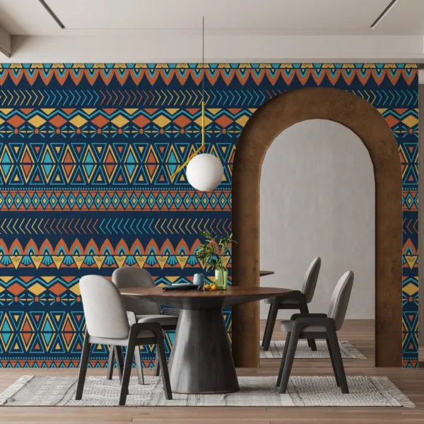 Tribal Ethnic African Geometric Wallpaper - Colorful Wall Mural - Botanical - Living Room & Bedroom Decor - Cultural Mural Tribal Ethnic African Geometric Wallpaper - Colorful Wall Mural - Botanical - Living Room & Bedroom Decor - Cultural Mural