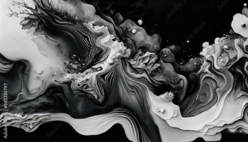 Beautiful Black and White Liquid Swirls Wallpaper – Luxurious Art Design