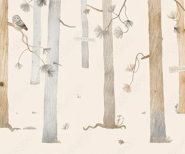 Vintage Beige Watercolor Forest Wildlife Mural Wallpaper – Abstract Nature Design Vintage Beige Watercolor Forest Wildlife Mural Wallpaper – Abstract Nature Design