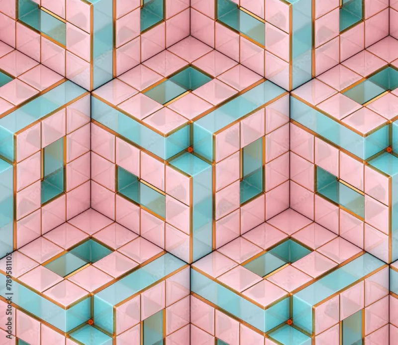Futuristic Pink And Emerald Cube Mural Wallpaper - Modern Geometric Design Futuristic Pink and Emerald Cube Mural Wallpaper - Modern Geometric Design