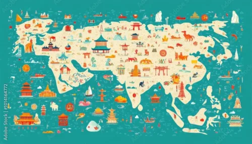 Map of Asia Mural Wallpaper