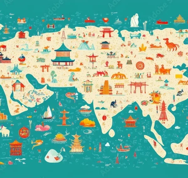 Map of Asia Mural Wallpaper Map of Asia Mural Wallpaper