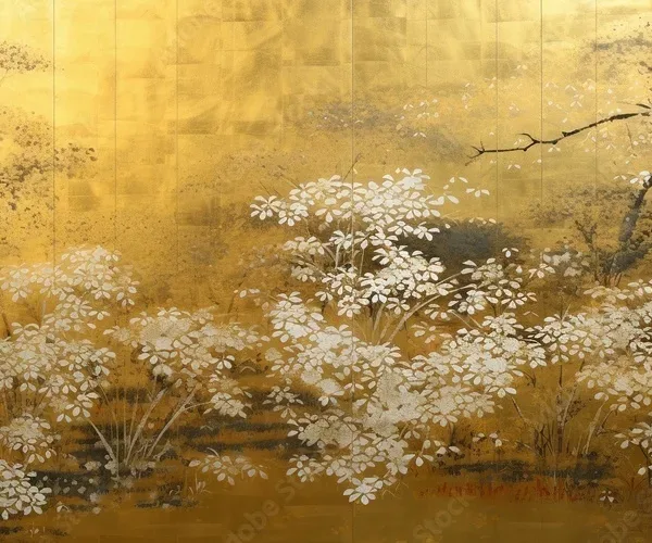 Golden Plum Blossom Wallpaper – Luxury Asian Mural Wallpaper Golden Plum Blossom Wallpaper – Luxury Asian Mural Wallpaper