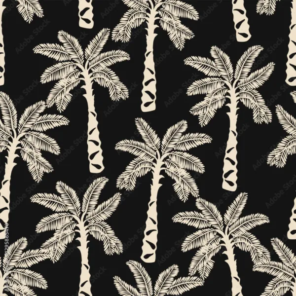 Black and White Tropical Wallpaper – Pattern Hand Drawn Palm Trees in Seamless Mural Black and White Tropical Wallpaper – Pattern Hand Drawn Palm Trees in Seamless Mural