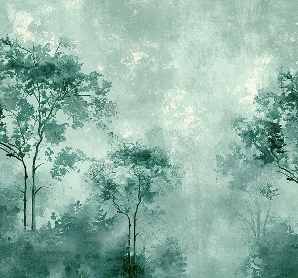 Watercolor Trees Wallpaper – Grunge Texture for Cozy Interiors Watercolor Trees Wallpaper – Grunge Texture for Cozy Interiors