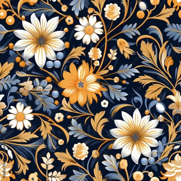 Blue and Yellow Floral Wallpaper – Vibrant Floral Design for Elegant Interiors Blue and Yellow Floral Wallpaper – Vibrant Floral Design for Elegant Interiors