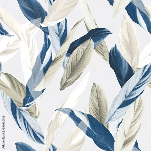Foliage Wallpaper – Heliconia Ctenanthe Oppenheimiana Plant in Blue and Brown Tones Foliage Wallpaper – Heliconia Ctenanthe Oppenheimiana Plant in Blue and Brown Tones