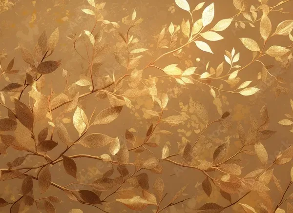 3D Wallpaper – Classic Golden Tree Branches and Leaves on a Brown Backdrop for Bedroom Decor 3D Wallpaper – Classic Golden Tree Branches and Leaves on a Brown Backdrop for Bedroom Decor