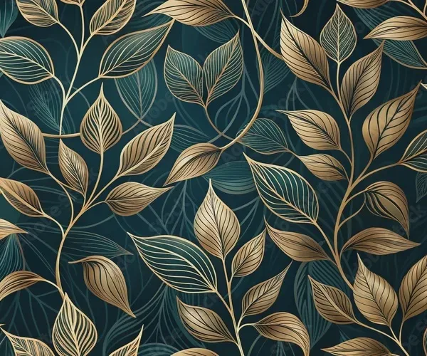 Floral Wallpaper – Elegant Organic Texture with Gold Line Art on Dark Background Floral Wallpaper – Elegant Organic Texture with Gold Line Art on Dark Background
