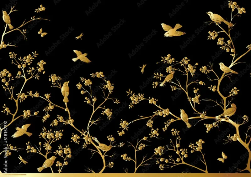 Cherry Blossom Wallpaper – Chinoiserie Seamless Pattern With Traditional Oriental Botanicals Cherry Blossom Wallpaper – Chinoiserie Seamless Pattern with Traditional Oriental Botanicals