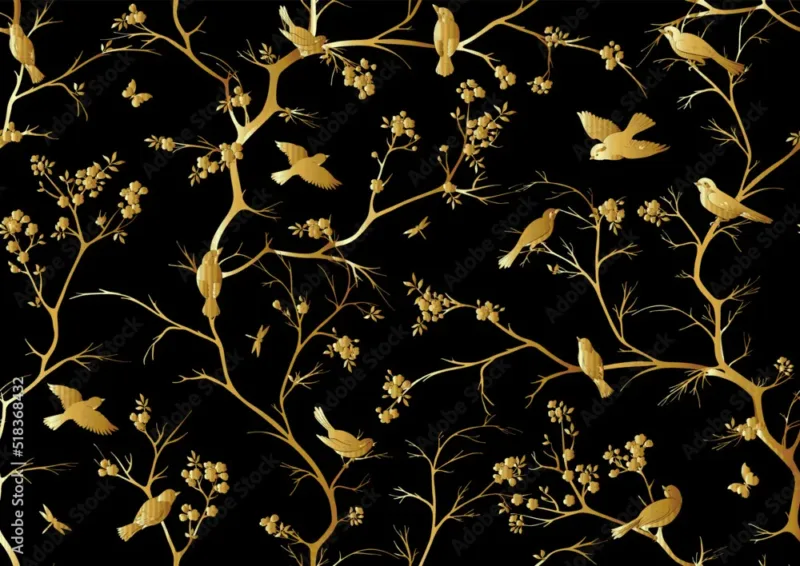 Cherry Blossom Wallpaper – Seamless Pattern In Chinoiserie Botanical Style Cherry Blossom Wallpaper – Seamless Pattern in Chinoiserie Botanical Style