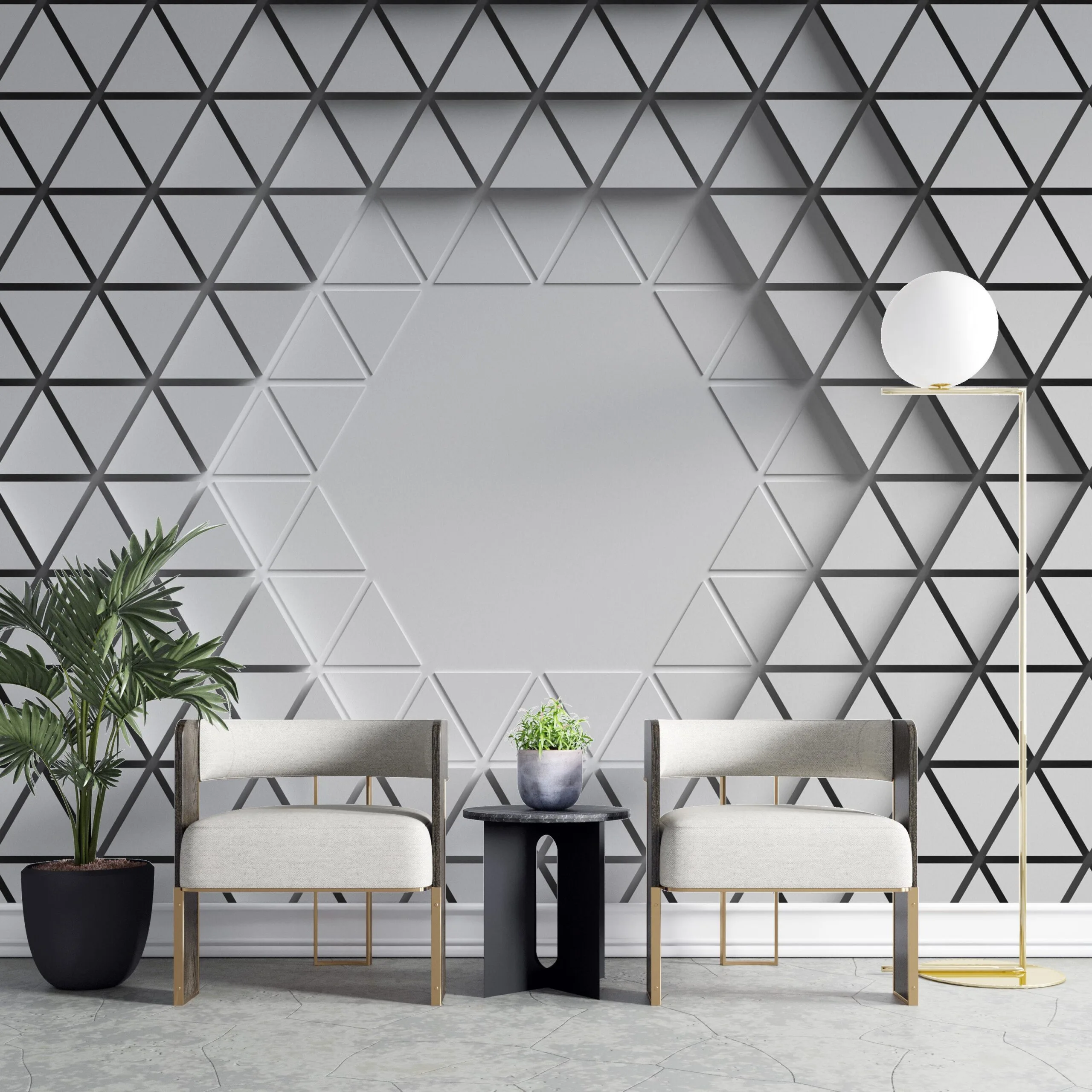 Futuristic Office Space Wallpaper - Modern & Minimalist Wall Mural - Blue & Orange Colors - Geometric Lines & Shapes - Home Office & Study Decor Futuristic Office Space Wallpaper - Modern & Minimalist Wall Mural - Blue & Orange Colors - Geometric Lines & Shapes - Home Office & Study Decor