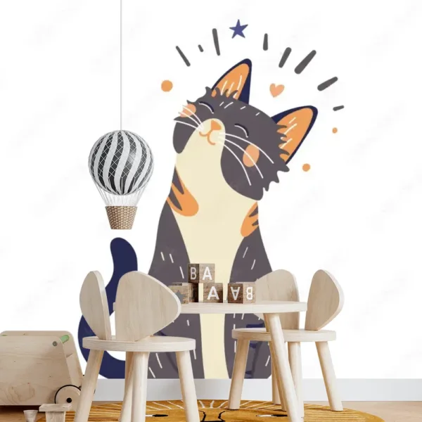 Unique Cat Portrait Mural Wallpaper – Artistic Illustration in Vibrant Colors for Pet Lovers Unique Cat Portrait Mural Wallpaper – Artistic Illustration in Vibrant Colors for Pet Lovers