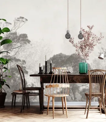 Vintage Tree Illustration Wallpaper – Grunge Forest Wall Mural Greyscale Vintage Tree Illustration Wallpaper – Grunge Forest Wall Mural Greyscale