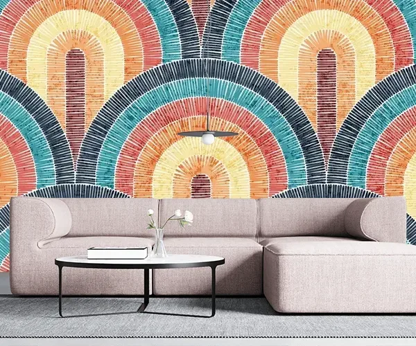 Seamless Embroidered Wavy Bohemian Wallpaper – Unique Patchwork Pattern Design Seamless Embroidered Wavy Bohemian Wallpaper – Unique Patchwork Pattern Design