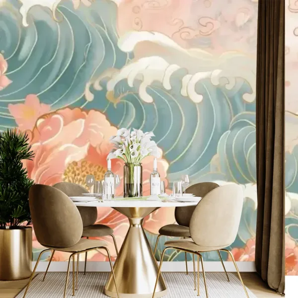 Luxury Oriental Style Wallpaper – Golden Textured Elegance