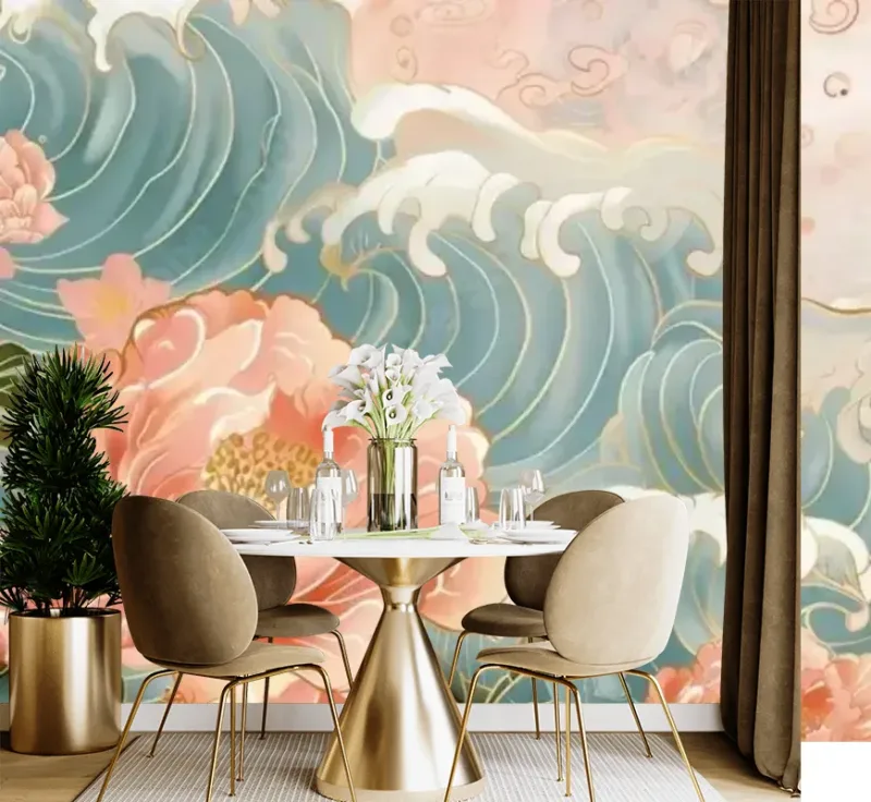 Luxury Oriental Style Wallpaper – Golden Textured Elegance