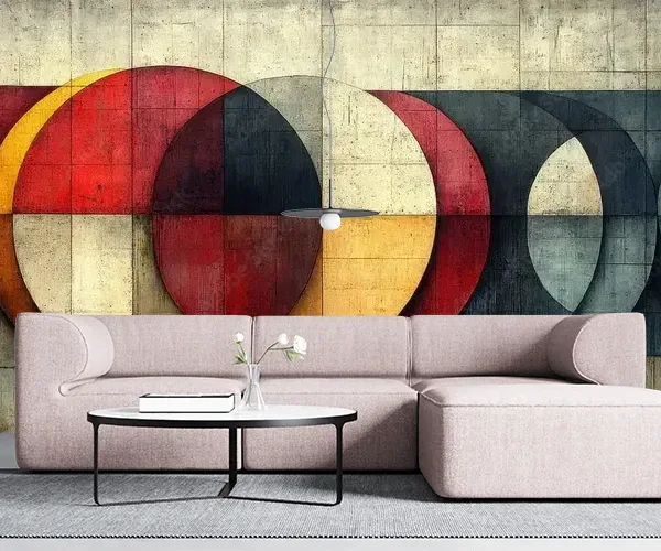Abstract Geometric Mural - Urban Overlapping Circles Abstract Geometric Mural - Urban Overlapping Circles