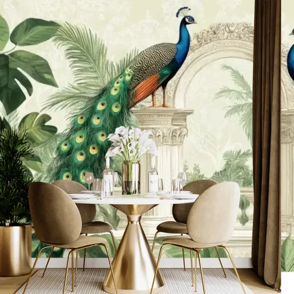 Lush Tropical Garden Mural – Ornate Architectural Arch Design