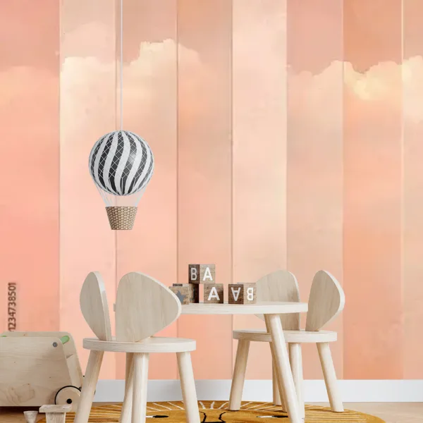 Pastel Apricot to Icy Aqua Skies Wallpaper - Vertical Striped Design with Cloud Layers