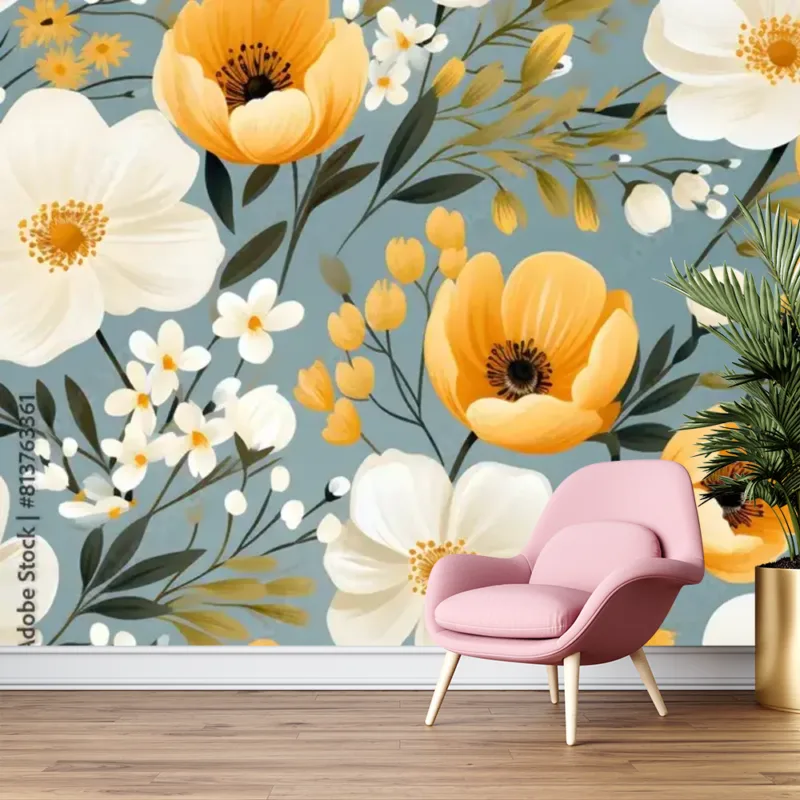 Floral Wallpaper – Abstract Graphic Pattern Design for Creative Spaces