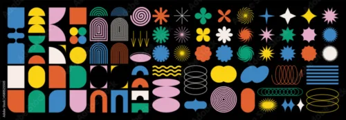 Colorful Abstract Wallpaper Mural – Vibrant Swirls, Modern Art, Blue, Red, Yellow, Contemporary Wall Decor