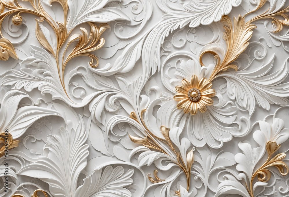 Modern Abstract Pattern Wallpaper – 3D Gold Floral, Seamless Elegant Leaf Design for Living Room and Bedroom Walls