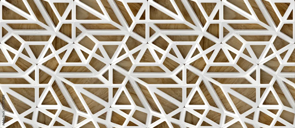 Eco Modern Abstract Seamless Pattern Wallpaper – Sustainable Designer Geometric White and Brown