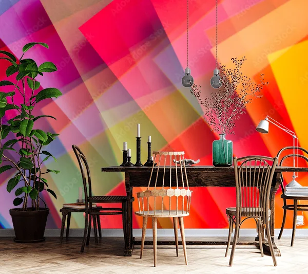 Modern Colorful Abstract Wallpaper Mural – Vibrant Overlapping Geometric Design for Living Room Walls