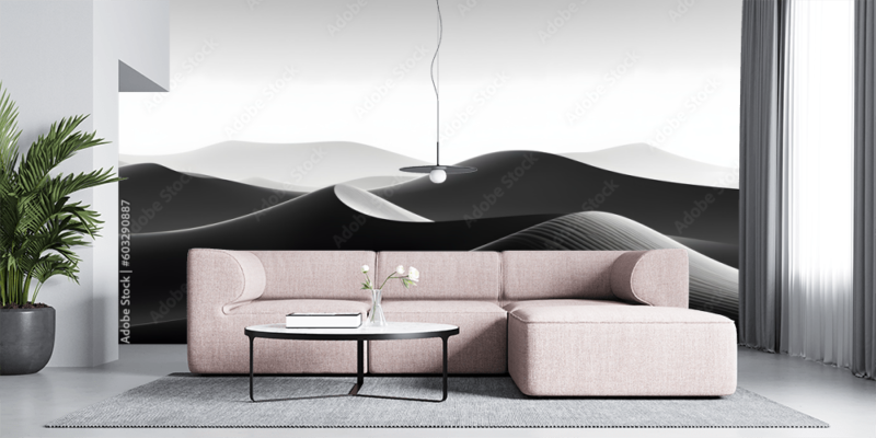 Soft Minimalist Geometric Wallpaper Pattern – Black and White Seamless Wallpaper, Modern Abstract, Living Room Decor