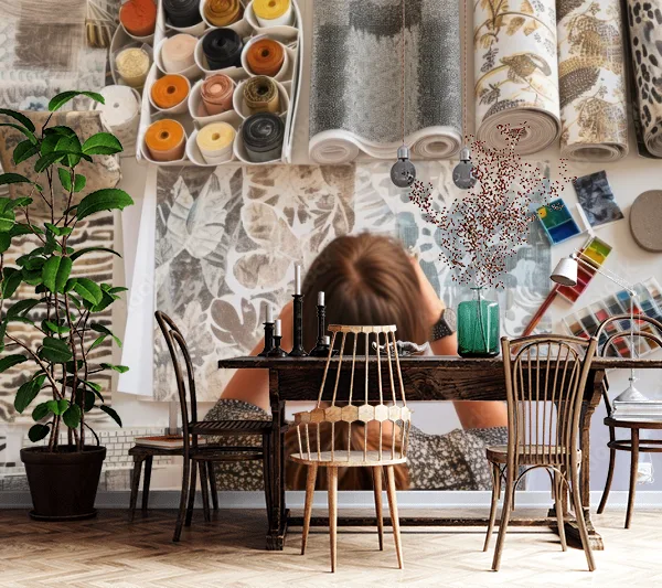 Customizable Abstract Art Wallpaper Mural – Contemporary Bespoke Design, Nature Inspired, Neutral Animal Prints, Textured Finish