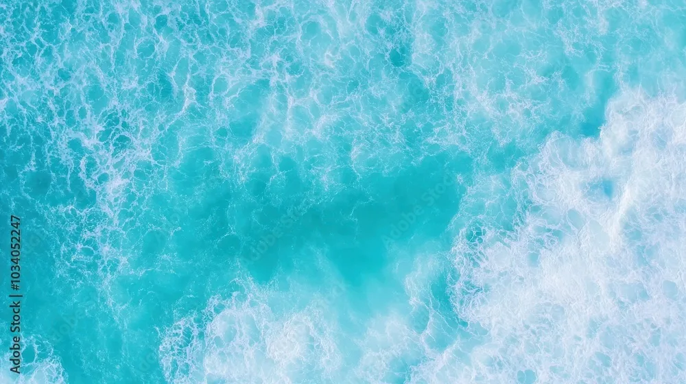 Aerial view of blue and turquoise ocean waves showing natural beauty and tranquility