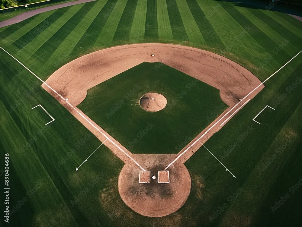 Aerial view of baseball diamond