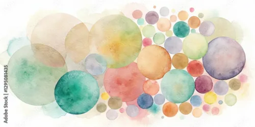 Abstract Watercolor Circles A Serene Composition of Overlapping Pastel Spheres in Earthy Tones